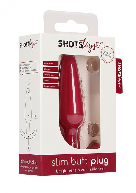 Красная анальная пробка для ношения Slim Butt Plug - 8,3 см. Красная анальная пробка для ношения Slim Butt Plug - 8,3 см.