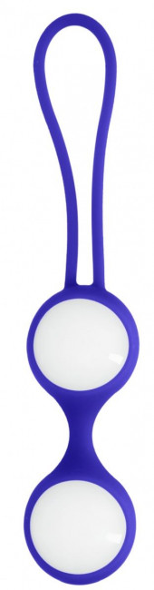 Белые стеклянные вагинальные шарики Ben Wa Medium в синей оболочке