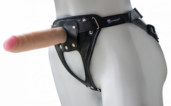 Черный пояс-трусики с насадкой "Soft-Принц" - 17 см.