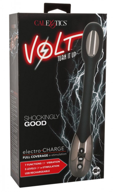 Черный гибкий вибромассажер с электростимуляцией Electro-Charge - 23,5 см. Черный гибкий вибромассажер с электростимуляцией Electro-Charge - 23,5 см.