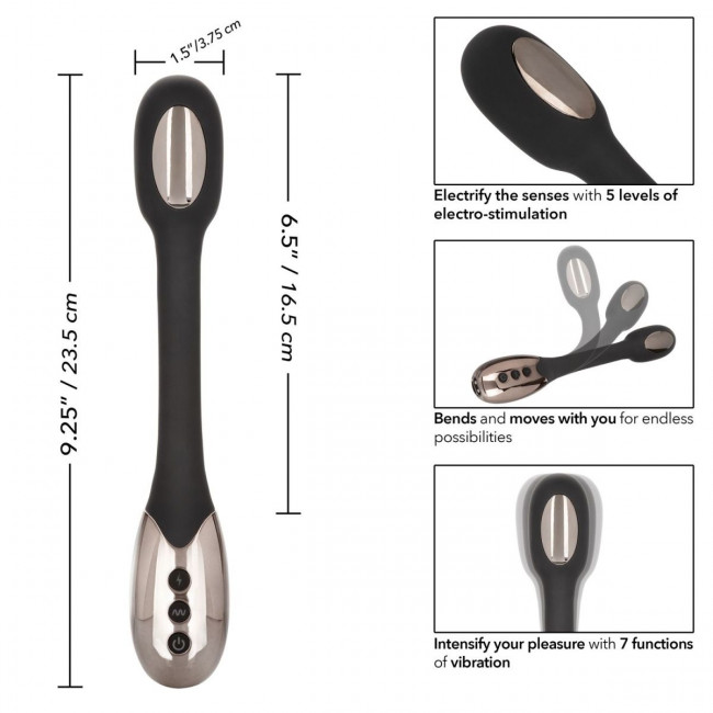 Черный гибкий вибромассажер с электростимуляцией Electro-Charge - 23,5 см. Черный гибкий вибромассажер с электростимуляцией Electro-Charge - 23,5 см.