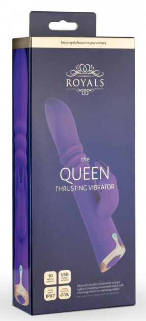 Фиолетовый вибратор-кролик The Queen Thrusting Vibrator - 29 см. Фиолетовый вибратор-кролик The Queen Thrusting Vibrator - 29 см.