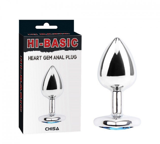 Серебристая анальная пробка со стразом Heart Gem Anal Plug - 7,1 см.