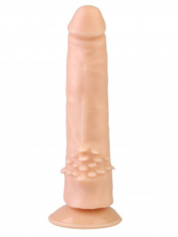 Телесный вибратор с шипами у основания и присоской №10  - 17 см.