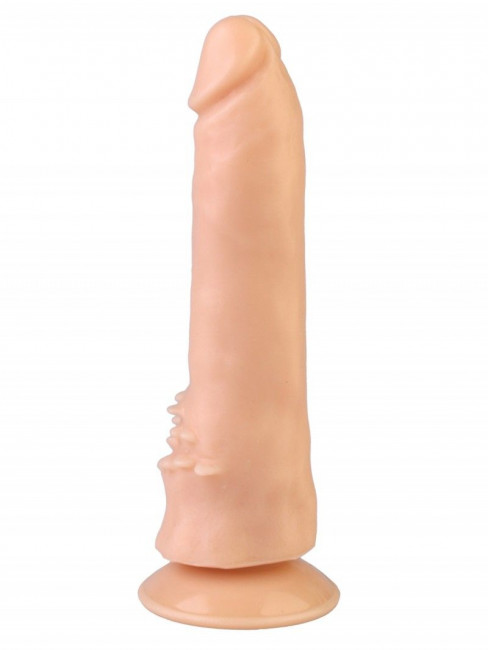 Телесный вибратор с шипами у основания и присоской №10 - 17 см. Телесный вибратор с шипами у основания и присоской №10 - 17 см.