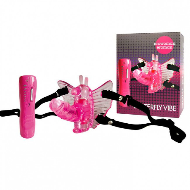 Розовая вибробабочка Butterfly Vibe на ремешках Розовая вибробабочка Butterfly Vibe на ремешках
