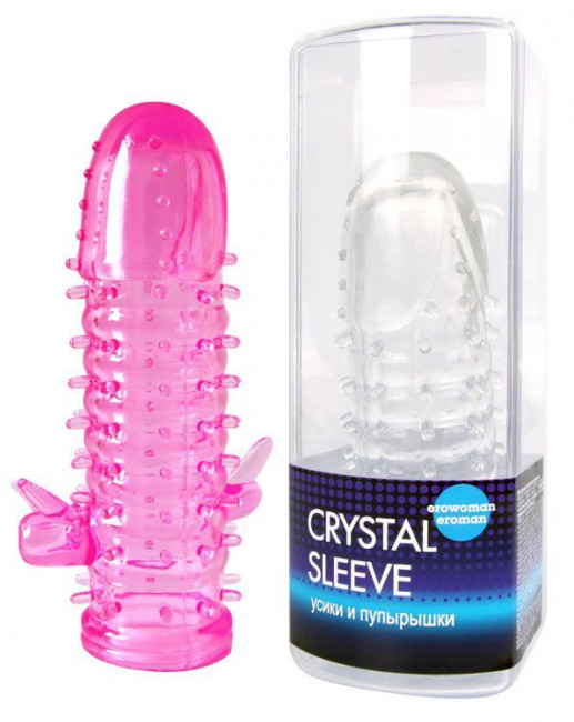 Закрытая рельефная насадка Crystal sleeve с усиками и пупырышками - 13 см. Закрытая рельефная насадка Crystal sleeve с усиками и пупырышками - 13 см.