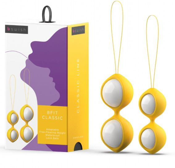 Бело-желтые вагинальные шарики Bfit Classic Бело-желтые вагинальные шарики Bfit Classic