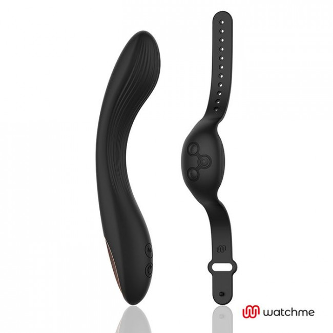 Черный вибратор с пультом-часами Anne s Desire Curve G-Spot Vibe Wireless Watchme - 20,5 см.