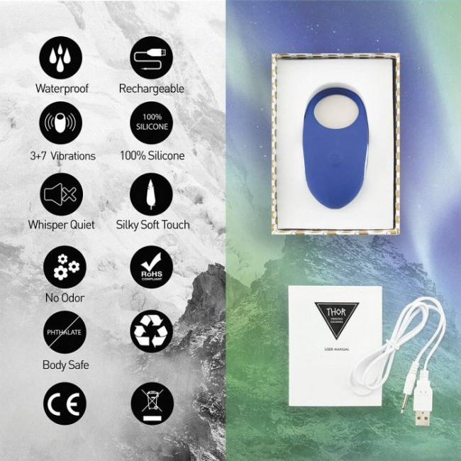 Синее кольцо с вибрацией Thor Cockring Синее кольцо с вибрацией Thor Cockring