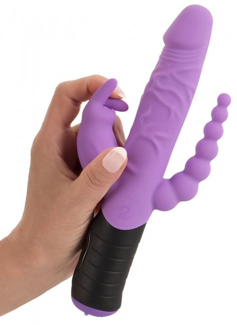 Сиреневый тройной вибратор Triple Vibrator - 22,2 см. Сиреневый тройной вибратор Triple Vibrator - 22,2 см.