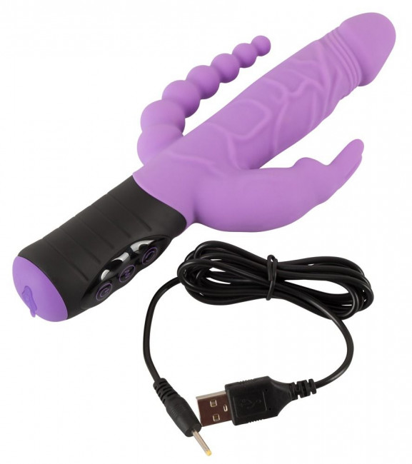 Сиреневый тройной вибратор Triple Vibrator - 22,2 см. Сиреневый тройной вибратор Triple Vibrator - 22,2 см.