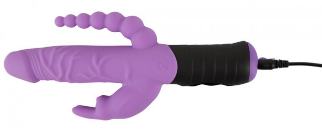Сиреневый тройной вибратор Triple Vibrator - 22,2 см. Сиреневый тройной вибратор Triple Vibrator - 22,2 см.