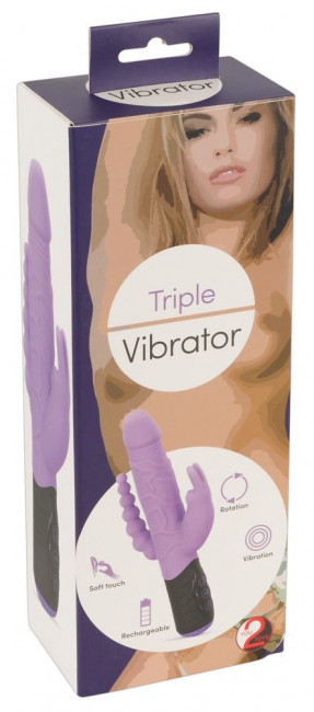 Сиреневый тройной вибратор Triple Vibrator - 22,2 см. Сиреневый тройной вибратор Triple Vibrator - 22,2 см.