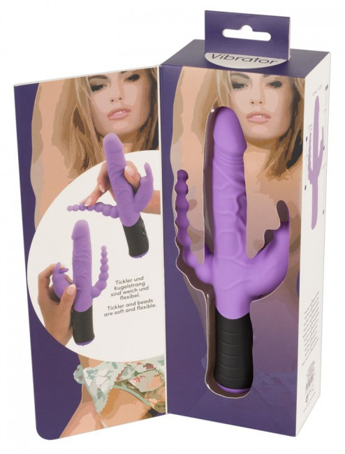 Сиреневый тройной вибратор Triple Vibrator - 22,2 см. Сиреневый тройной вибратор Triple Vibrator - 22,2 см.