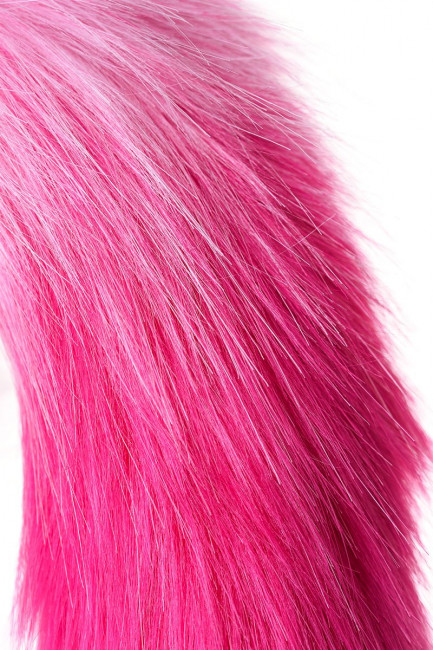 Серебристая анальная втулка с бело-розовым хвостом - размер S Серебристая анальная втулка с бело-розовым хвостом - размер S