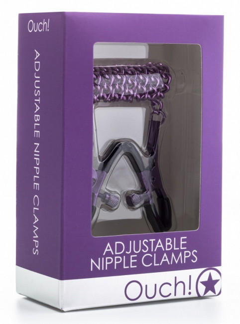 Зажимы на соски с фиолетовой цепочкой Ouch! 