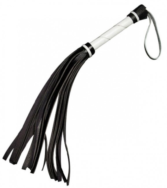 Гладкая плеть-флогер с черными хвостами - 40 см. Гладкая плеть-флогер с черными хвостами - 40 см.