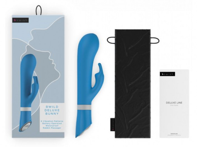 Голубой вибратор-кролик Bwild Deluxe Bunny - 19,3 см. Голубой вибратор-кролик Bwild Deluxe Bunny - 19,3 см.
