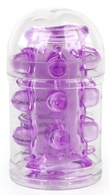 Фиолетовая насадка на фаллос с шипами и бусинами - 7 см. Фиолетовая насадка на фаллос с шипами и бусинами - 7 см.