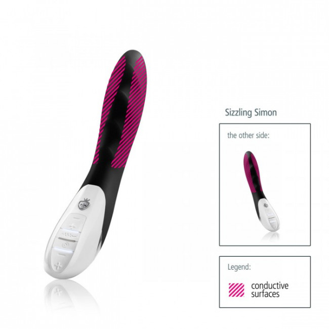 Вибратор с электростимуляцией Sizzling Simon - 27 см. Вибратор с электростимуляцией Sizzling Simon - 27 см.