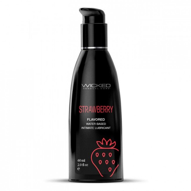 Лубрикант на водной основе с ароматом клубники AQUA Strawberry - 60 мл.