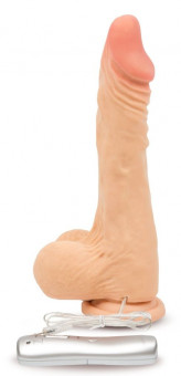 Телесный реалистичный вибратор с пультом - 22 см. 
