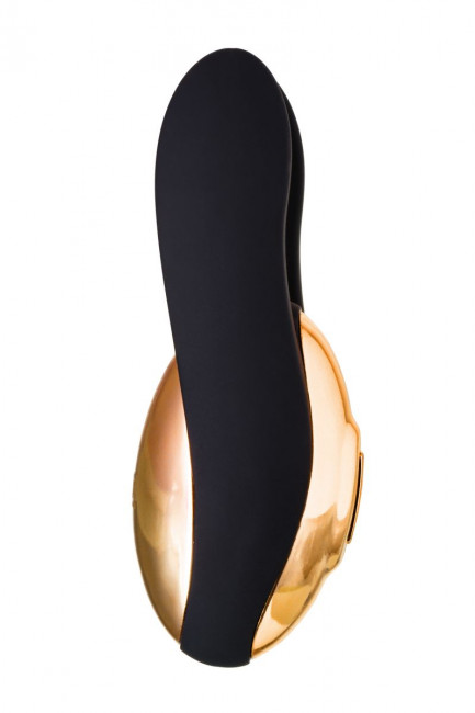 Чёрно-золотой клиторальный вибромассажер WANAME Wave Чёрно-золотой клиторальный вибромассажер WANAME Wave