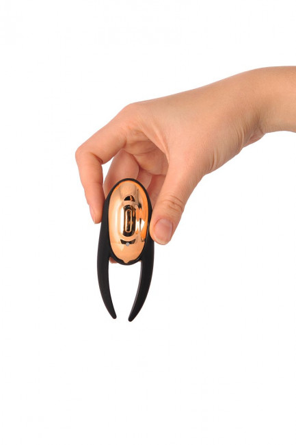 Чёрно-золотой клиторальный вибромассажер WANAME Wave Чёрно-золотой клиторальный вибромассажер WANAME Wave