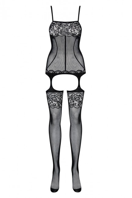 Комбинезон на тонких лямочках с имитацией чулок 