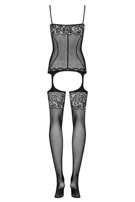 Комбинезон на тонких лямочках с имитацией чулок 