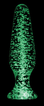 Прозрачная, светящаяся в темноте анальная пробка Glass Tapered Plug - 11,5 см.