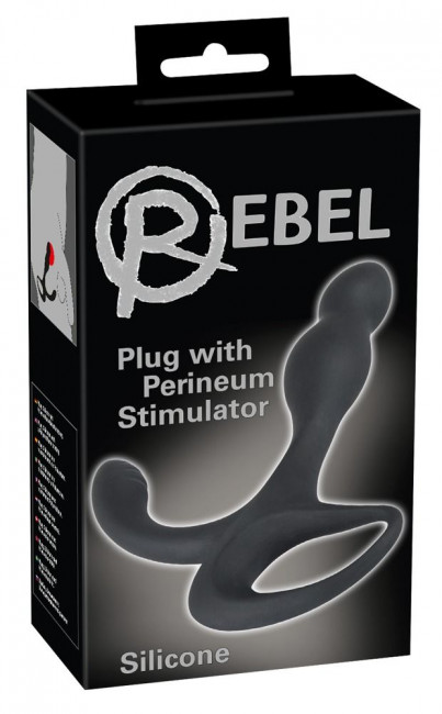 Черный силиконовый стимулятор простаты Plug with Perineum Stimulator