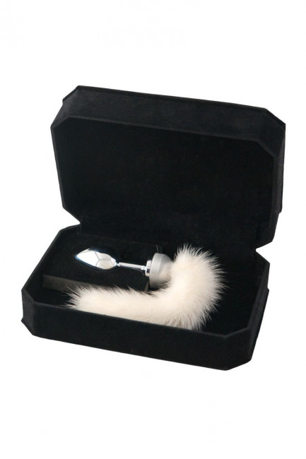 Малая анальная втулка с белым хвостом - 8,5 см. Малая анальная втулка с белым хвостом - 8,5 см.