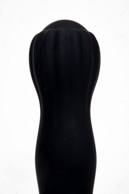 Черный силиконовый вибратор с бутоном-головкой - 18 см. Черный силиконовый вибратор с бутоном-головкой - 18 см.