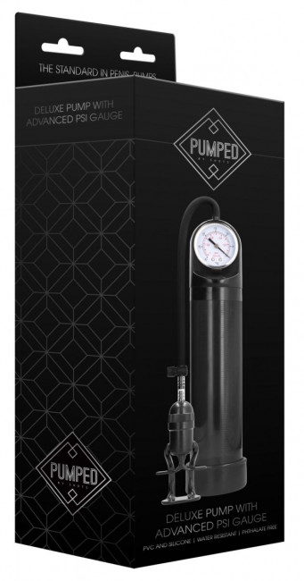 Черная вакуумная помпа с манометром Deluxe Pump With Advanced PSI Gauge