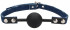 Черный кляп-шарик With Roughend Denim Straps с синими джинсовыми ремешками
