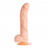Телесный вибратор из силикона с кнопкой в основании ствола PURRFECT SILICONE DELUXE ONE TOUCH 8INCH - 20 см.