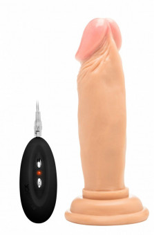 Телесный вибратор-реалистик Vibrating Realistic Cock 6" - 15 см.