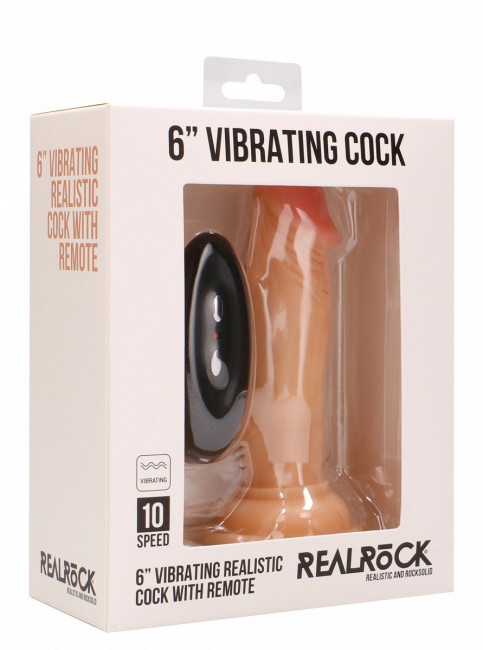 Телесный вибратор-реалистик Vibrating Realistic Cock 6" - 15 см.