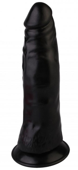 Черный реалистичный вибромассажер №3 с присоской - 17 см.