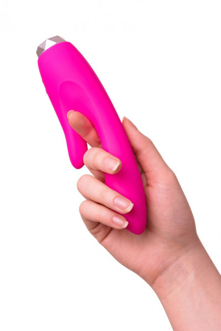 Розовый вибратор с клиторальным стимулятором L'EROINA - 18 см.