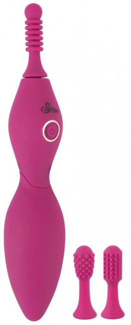 Ярко-розовый клиторальный вибратор с 3 насадками Spot Vibrator with 3 Tips - 17,9 см. Ярко-розовый клиторальный вибратор с 3 насадками Spot Vibrator with 3 Tips - 17,9 см.