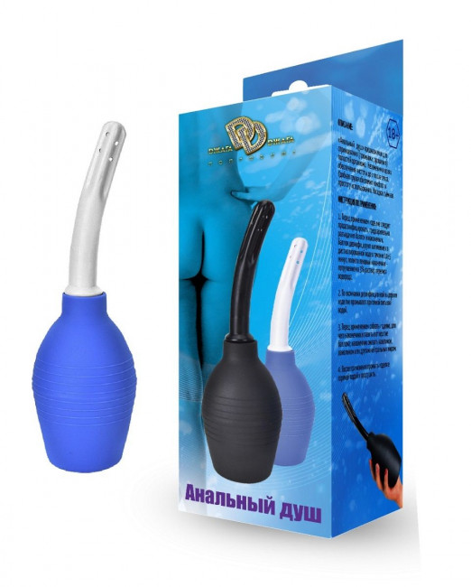 Синий анальный душ с изогнутым наконечником Синий анальный душ с изогнутым наконечником