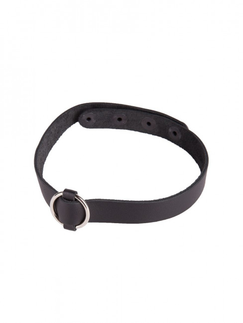 Черный кожаный чокер с колечком Черный кожаный чокер с колечком