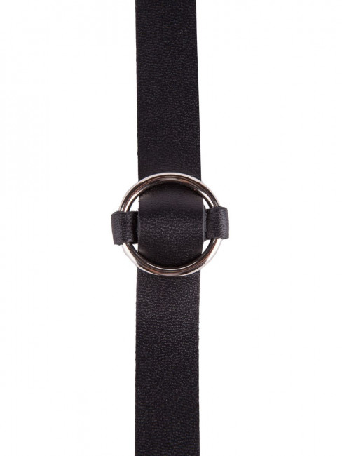 Черный кожаный чокер с колечком Черный кожаный чокер с колечком