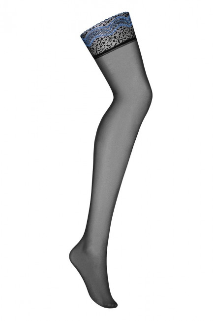 Чулки под пояс с контрастным узором в виде волн Чулки под пояс с контрастным узором в виде волн