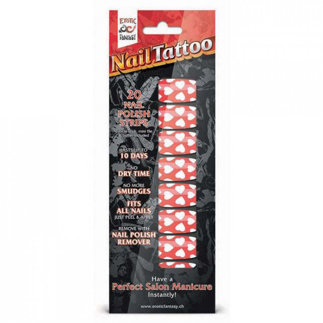 Набор лаковых полосок для ногтей Белые сердца Nail Foil