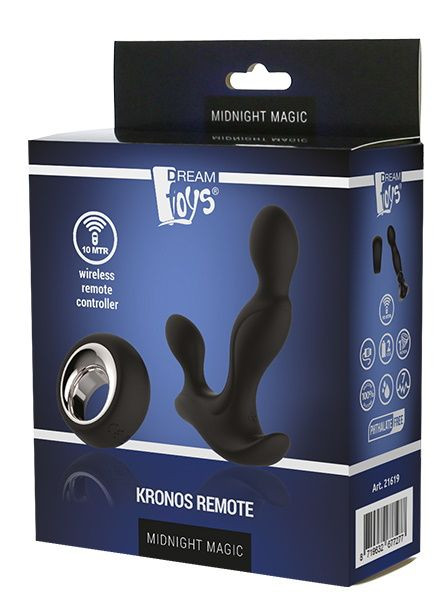 Черный анальный вибратор KRONOS REMOTE - 12 см.