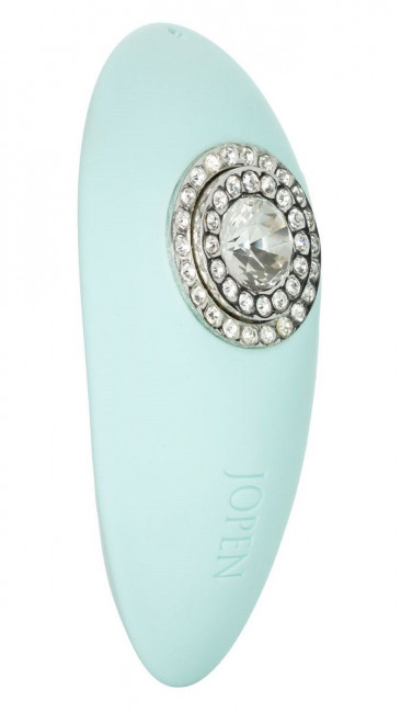 Нежно-голубой вибромассажёр Pave Grace с кристаллами